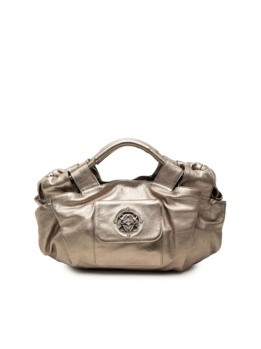 Loewe Anagram Nappa Aire Handbag Gold Leather